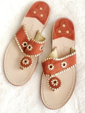 Nantucket Gold Sandal in Fire Coral and Gold by Jack Rogers
